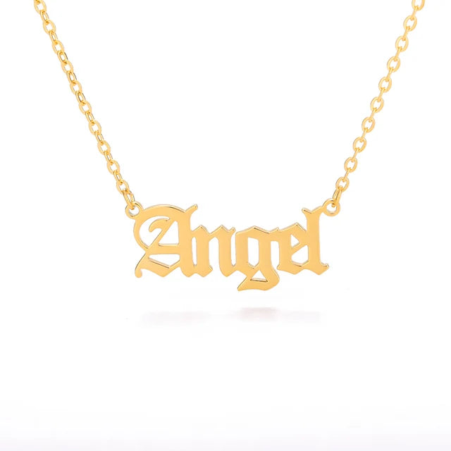 Angel Babygirl letter Pendant Necklaces For Women Stainless Steel Baby Chains Collar Choker Necklace Vintage Wedding Jewelry