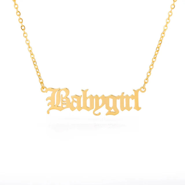 Angel Babygirl letter Pendant Necklaces For Women Stainless Steel Baby Chains Collar Choker Necklace Vintage Wedding Jewelry