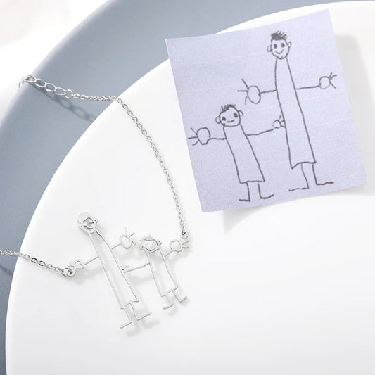 Customized Children's Drawing Bracelet Custom Name Bracelet  Handmade Women Kid's Child Artwork Jewelry Christmas present