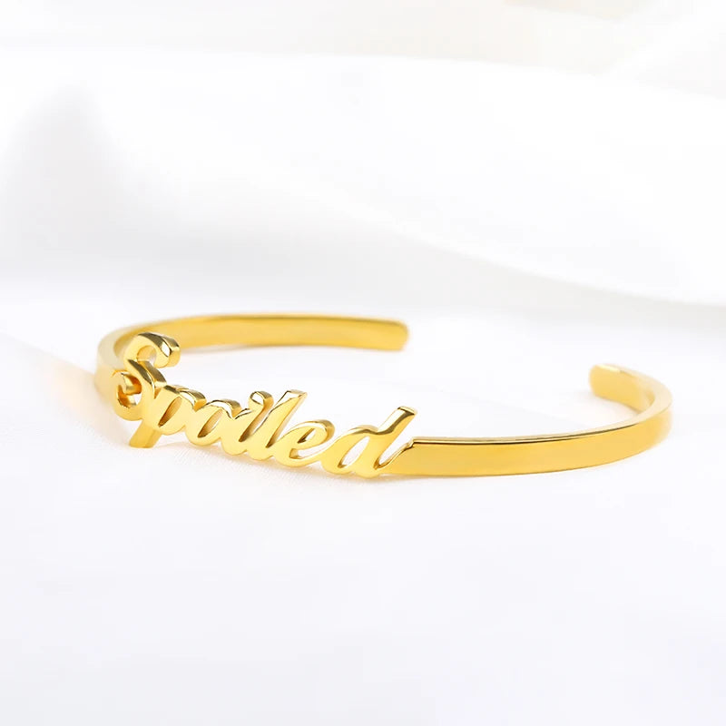 Customized Name Bracelets Bangles For Women Girls Stainless Steel Gold Plated Custom Child Baby Bracelet Personalized Jewelry