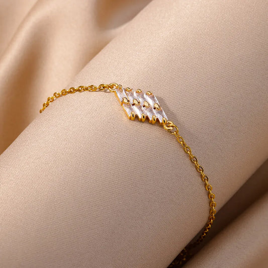 Geometric Zircon Pendant Bracelets For Women Stainless Steel Couple Bracelet 2023 New Wedding Jewelry pulseras mujer