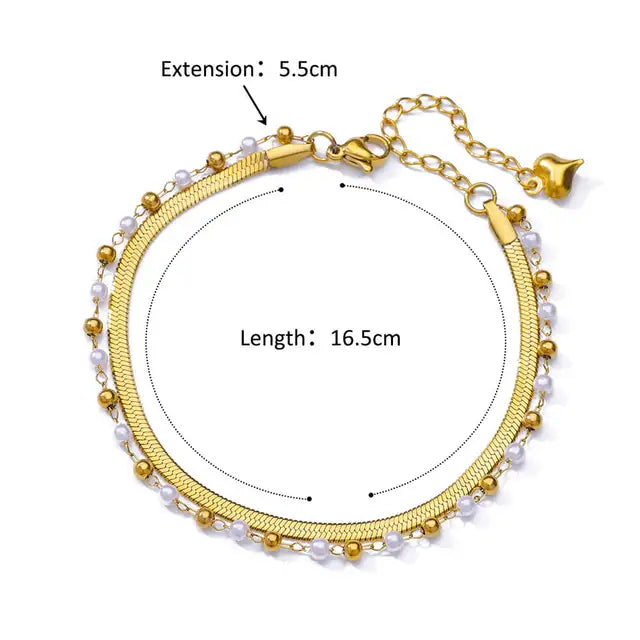Imitation Pearls Anklets for Women Boho Stainless Steel Anklet Bracelet Summer Leg Chain Beach Accessories Jewelry
