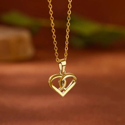 Interweave Heart Necklaces for Women Gold Color Stainless Steel Necklace Couple Wedding Party Aesthetic Jewelry Gift Collares